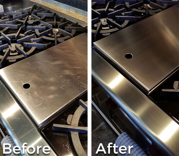 Before and After stainless steel and scratch resistant services for mobile view